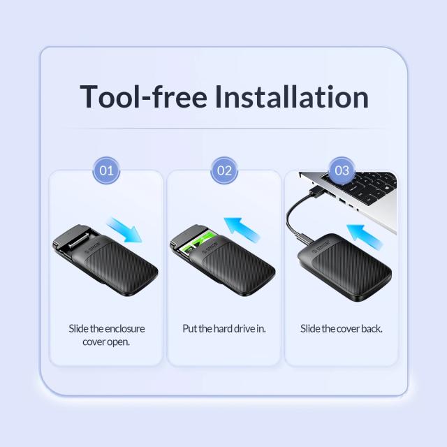 Кутия Orico HDD / SSD 2.5"(6.35 cm), USB Type-C