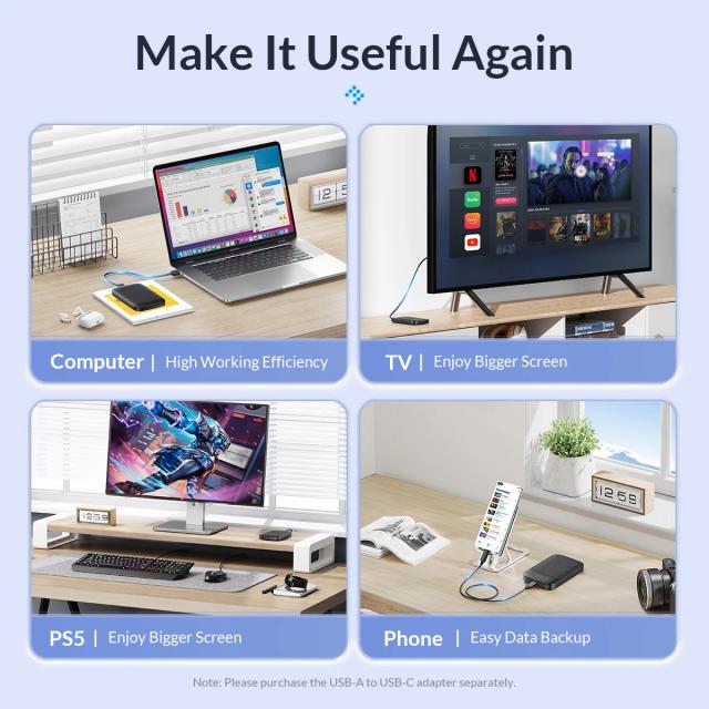 Кутия Orico HDD / SSD 2.5"(6.35 cm), USB Type-C