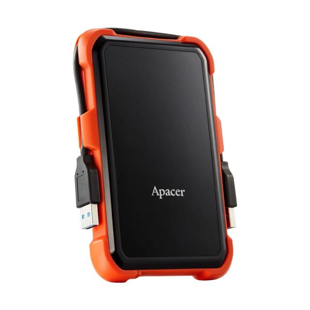 Външен диск Apacer Portable Hard Drive AC630 2TB, 2.5" (6.35 cm), USB 3.2 Gen 1, Military-Grade, Shockproof, Black/Red