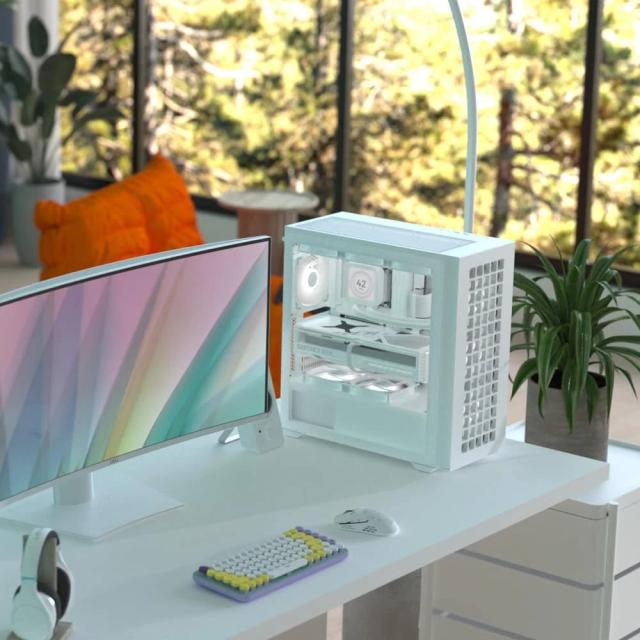 Кутия AeroCool D502A White, Addressable RGB, Middle Tower, 2 x USB 3.0, 1 x USB Type-C, HD Audio x 1, ATX/mATX/Mini-ITX