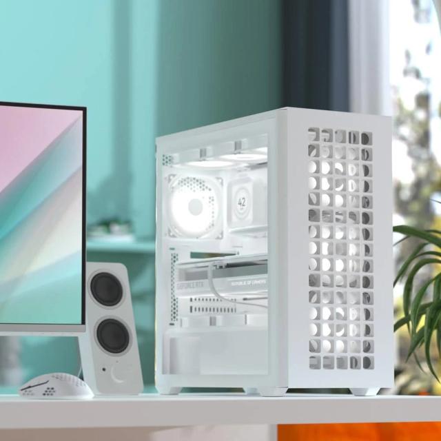 Кутия AeroCool D502A White, Addressable RGB, Middle Tower, 2 x USB 3.0, 1 x USB Type-C, HD Audio x 1, ATX/mATX/Mini-ITX