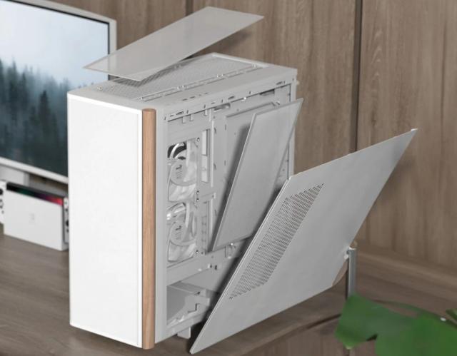 Кутия AeroCool D501A Black, Addressable RGB, Wood, Middle Tower, 2 x USB 3.0, 1 x USB Type-C, HD Audio x 1, ATX/mATX/Mini-ITX
