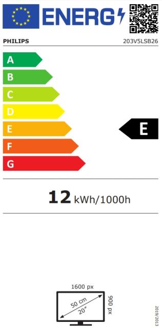 Монитор Philips 203V5LSB26, 19.5" Wide TN LED, 5 ms, 10M:1 DCR, 200 cd/m2, 1600x900 HD+, Black