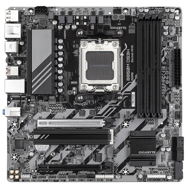Дънна платка Gigabyte B850M D3H, AM5, 4x DDR5, 2x M.2 NVMe, 4x SATA 6Gb/s, HDMI, 2x DP, mATX 