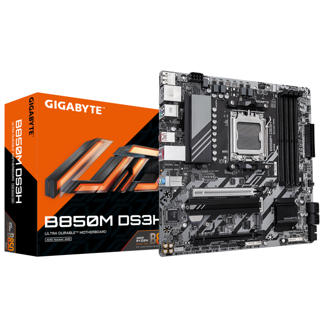Дънна платка Gigabyte B850M D3H, AM5, 4x DDR5, 2x M.2 NVMe, 4x SATA 6Gb/s, HDMI, 2x DP, mATX 
