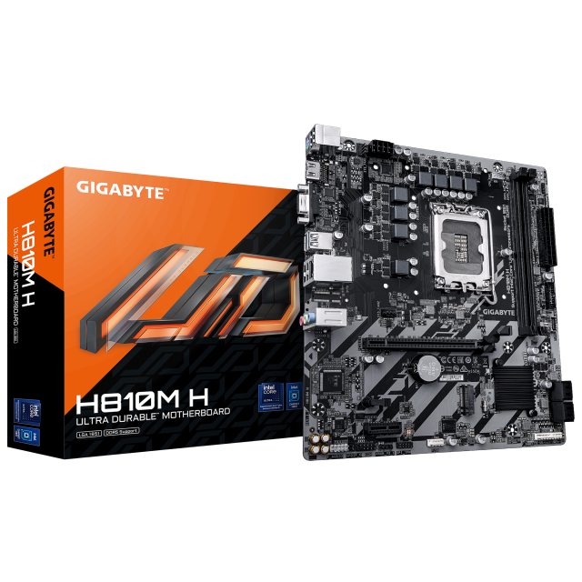 Дънна платка Gigabyte H810M H, LGA1851, 2x DDR5, 1x M.2 NVMe, 4x SATA 6Gb/s, VGA, HDMI, mATX 