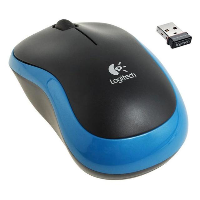 Мишка Logitech M185 EWR2, оптична (1000 dpi), Wireless, черно/синьо