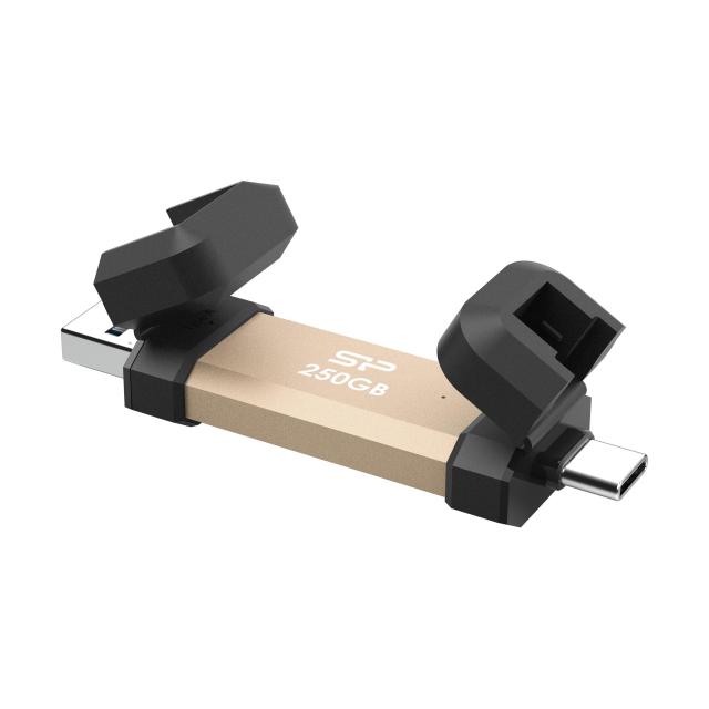 Външен SSD Silicon Power DS72 Gold, 250GB, USB-A и USB-C 3.2 Gen2