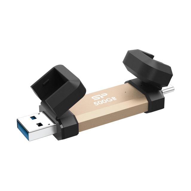 Външен SSD Silicon Power DS72 Gold, 500GB, USB-A и USB-C 3.2 Gen2