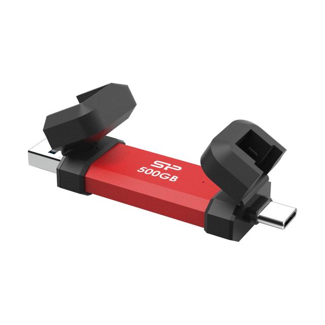 Външен SSD Silicon Power DS72 Red, 500GB, USB-A и USB-C 3.2 Gen2