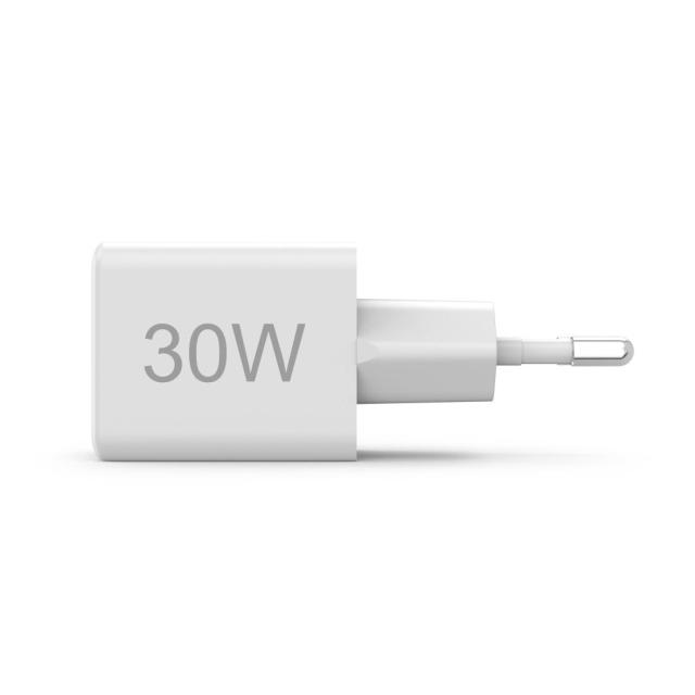 HAMA Бързо мини зарядно, 30W, 1x USB-C, 1x USB-A, PD, бял