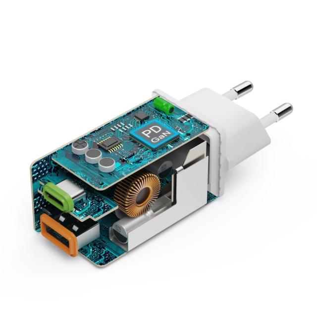 HAMA Бързо мини зарядно, 45W, 1x USB-C - 1x USB-A, PD, бяло