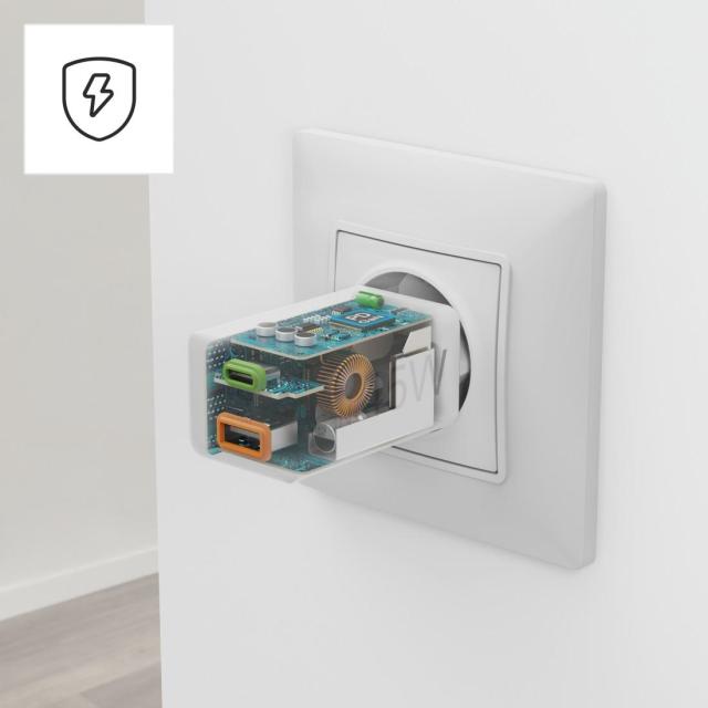 HAMA Бързо мини зарядно, 45W, 1x USB-C - 1x USB-A, PD, бяло