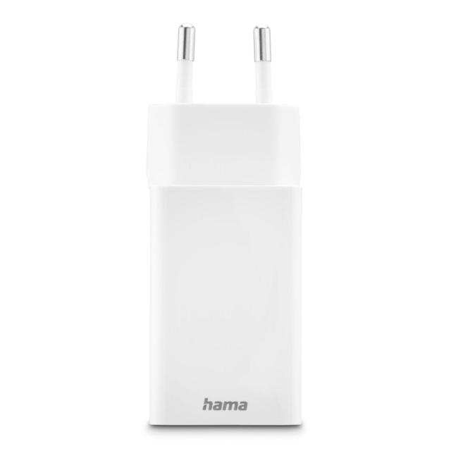 HAMA Бързо мини зарядно, 45W, 1x USB-C - 1x USB-A, PD, бяло
