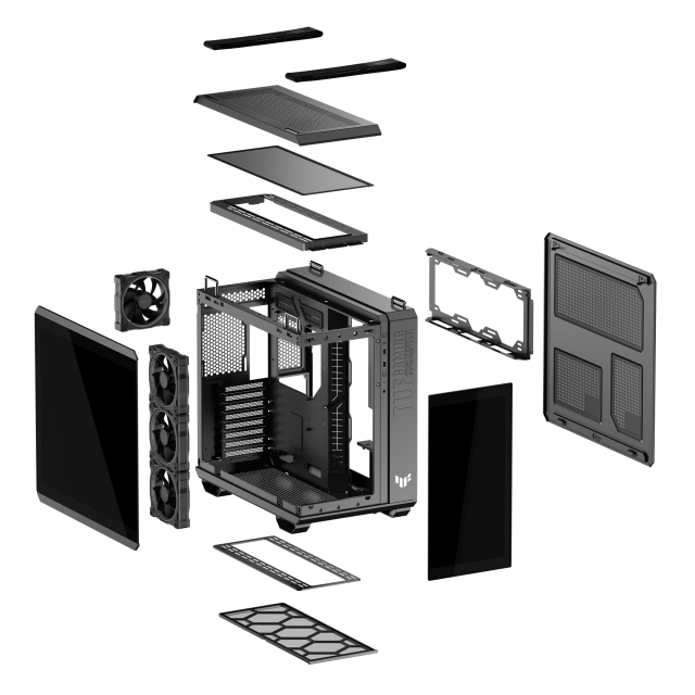 Кутия ASUS TUF Gaming GT502 Horizon ARGB Black Edition, Mid Tower, 3 x USB 3.2, 1 x USB Type-C, 1 x headphone / Microphone, ATX, Micro-ATX, Mini-ITX