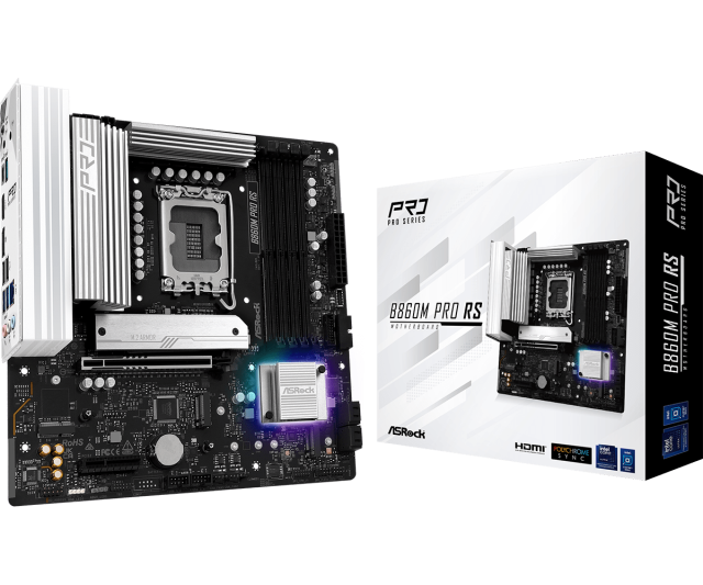 Дънна платка ASROCK B860M Pro RS, LGA1851, 4x DDR5, 3x M.2 NVMe, 4x SATA 6Gb/s, HDMI, DP, mATX 