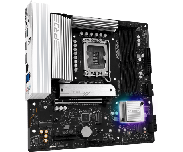 Дънна платка ASROCK B860M Pro RS, LGA1851, 4x DDR5, 3x M.2 NVMe, 4x SATA 6Gb/s, HDMI, DP, mATX 