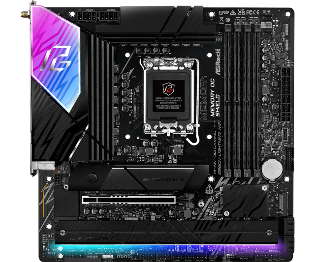 Дънна платка ASROCK B860M Lightning WiFi, AM5, 4x DDR5, 4x M.2 NVMe, 4x SATA 6Gb/s, Wi-Fi 6E, Bluetooth V5.3, HDMI, DP, mATX