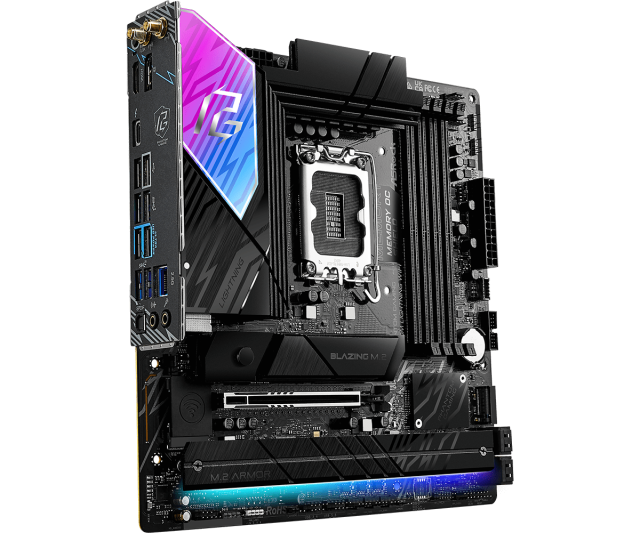 Дънна платка ASROCK B860M Lightning WiFi, AM5, 4x DDR5, 4x M.2 NVMe, 4x SATA 6Gb/s, Wi-Fi 6E, Bluetooth V5.3, HDMI, DP, mATX
