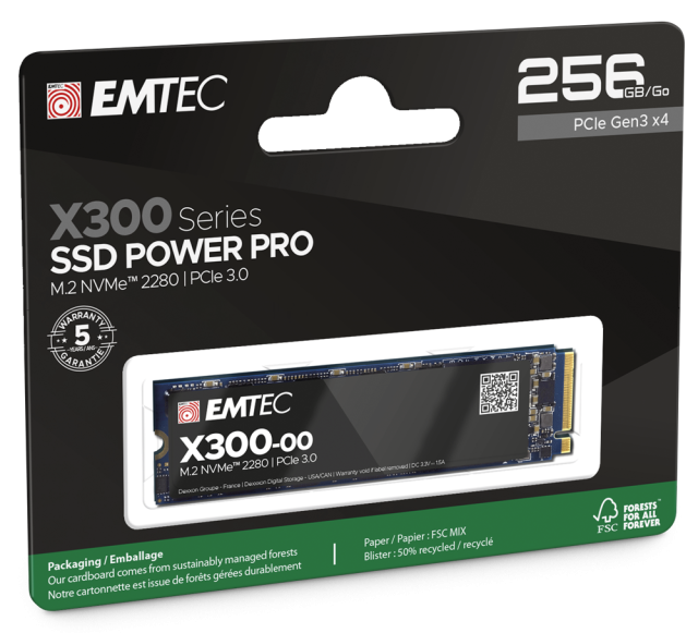 EMTEC X300 POWER PRO SSD 256GB INT, M2 PCI-E NVMe Gen3 (2280)