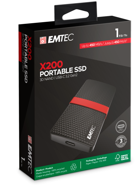 EMTEC X210 ELITE PORTABLE SSD 1TB EXT USB3.2 USB-C