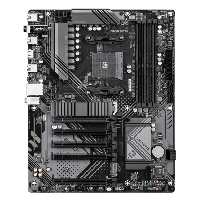 Дънна платка GIGABYTE B550 EAGLE WIFI6, AM4, 4x DDR4, 2x M.2 NVMe, 4x SATA 6Gb/s, Wi-Fi 6/Bluetooth V5.3, HDMI, ATX