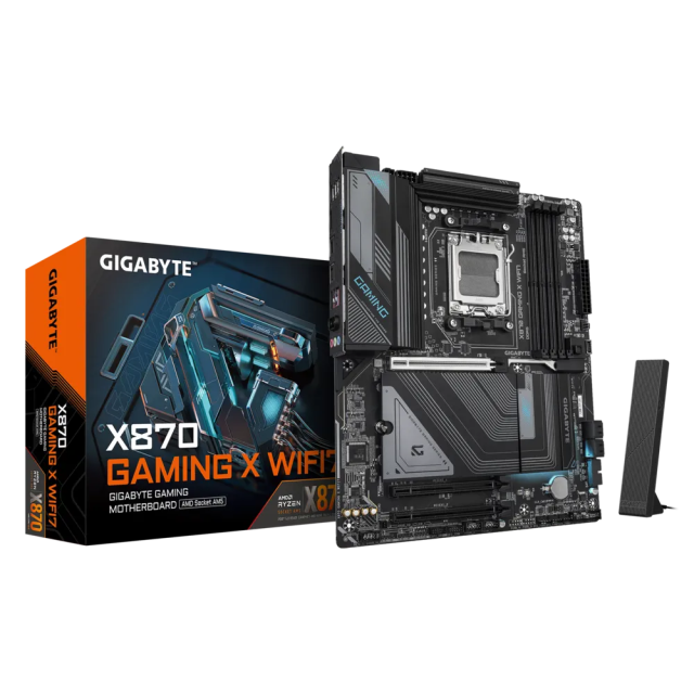 Дънна платка GIGABYTE X870 GAMING X WIFI7, AM5, 4x DDR5, PCIe 5.0, 3x M.2 NVMe, 4x SATA 6Gb/s, Wi-Fi 7, Bluetooth V5.4, HDMI, ATX