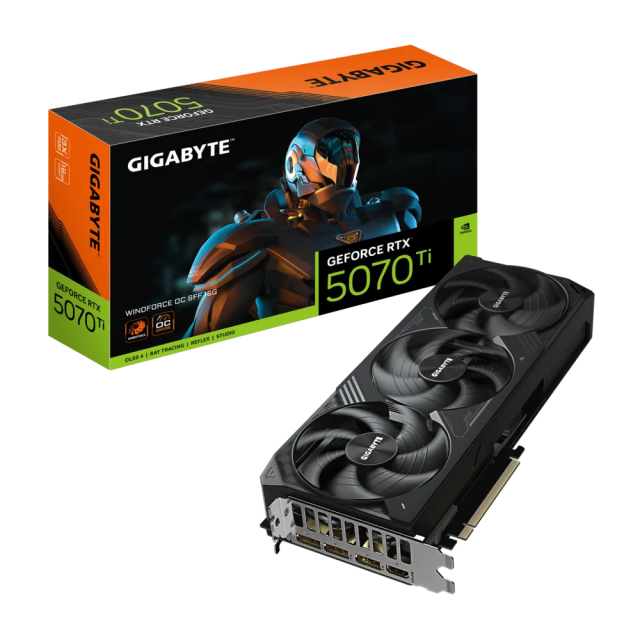 Видео карта GIGABYTE nVIDIA GeForce RTX 5070 Ti WINDFORCE OC SFF 16GB GDDR7, 256-bit, HDMI, 3x DP