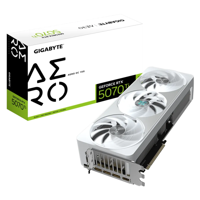 Видео карта GIGABYTE nVIDIA GeForce RTX 5070 Ti AERO OC 16GB GDDR7, 256-bit, HDMI, 3x DP
