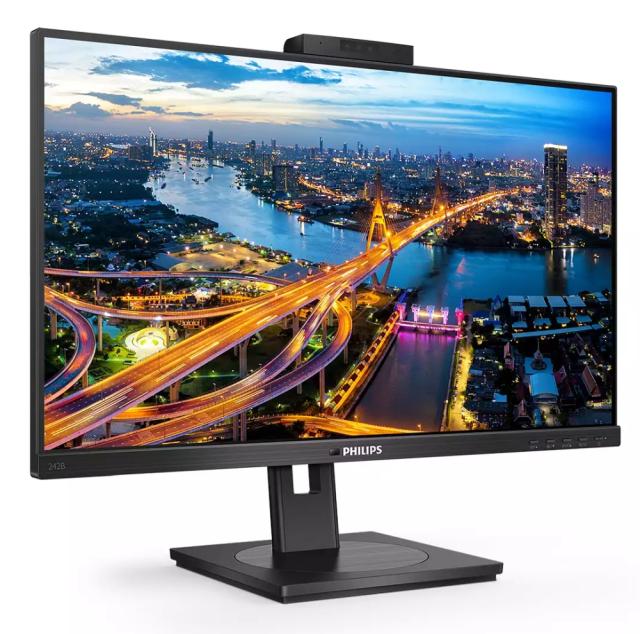 Монитор Philips 242B1H/00, 23.8" IPS WLED, 1920x1080@75Hz, 4GtG, 250cd/m2, 1000:1, DCR 50M:1, Adaptive Sync, FlickerFree, Low Blue Mode, 2Wx2, Tilt, Height Adjust, Pivot, Swivel, D-SUB, DVI, HDMI, DP, USB hub