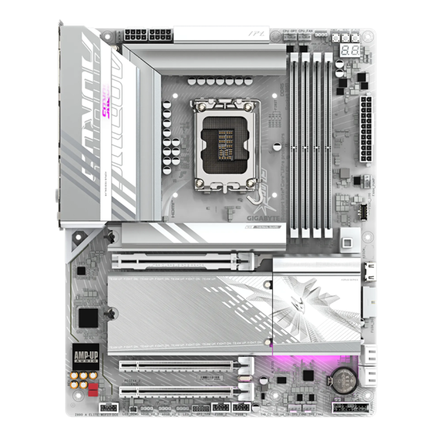 Дънна платка GIGABYTE Z890 AORUS ELITE WIFI7 ICE, LGA1851, 4x DDR5, PCIe 5.0, 4x M.2 NVMe, 4x SATA 6Gb/s, Wi-Fi 7, BLUETOOTH 5.4, DP, ATX