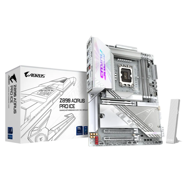 Дънна платка GIGABYTE Z890 AORUS PRO ICE, LGA1851, 4x DDR5, 5x M2, 4x SATA 6Gb/s, Wi-Fi 7/Bluetooth V5.4, HDMI, ATX