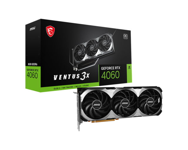 Видео карта MSI NVIDIA GeForce RTX 4060 VENTUS 3X 8G OC, 8GB GDDR6, 128-bit, HDMI, 3x DP
