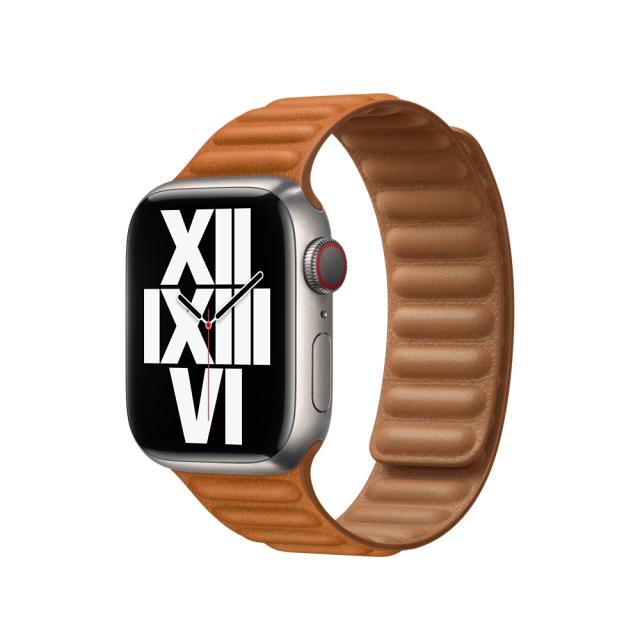 Каишка за часовник Apple Watch 41mm Golden Brown Leather Link - M/L