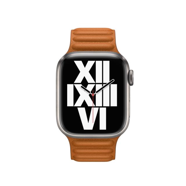 Каишка за часовник Apple Watch 41mm Golden Brown Leather Link - M/L