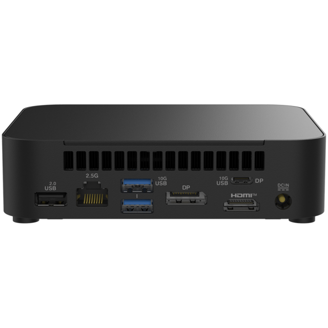 Компютър ASUS NUC 14 Essential, Intel Core 3 N355 8C (up to 3.9 GHz, 6MB Cache), 1x DDR5 4800MHz SO-DIMM, 1x M.2 22x80 NVMe and SATA SSD, WiFI6E AX211, Bluetooth 5.3, LAN, 5x USB Type-A, 2x USB Type-C, 3.5mm jack, 1x HDMI, 1x DP