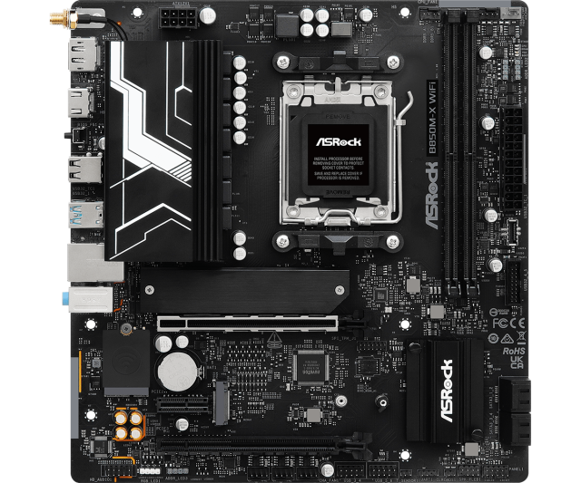 Дънна платка ASROCK B850M-X WIFI, AM5, 2x DDR5, 2x M.2, 4x SATA 6Gb/s, Wi-Fi 6E, Bluetooth v5.2, HDMI, DP, mATX