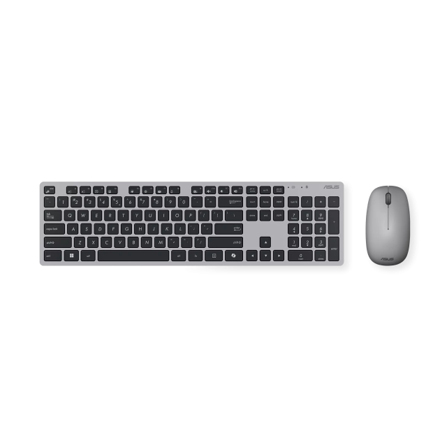 Комплект клавиатура и мишка Asus W5000, Wireless, оптична мишка (800-1600 dpi), сива