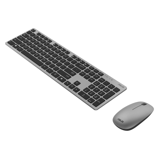 Комплект клавиатура и мишка Asus W5000, Wireless, оптична мишка (800-1600 dpi), сива