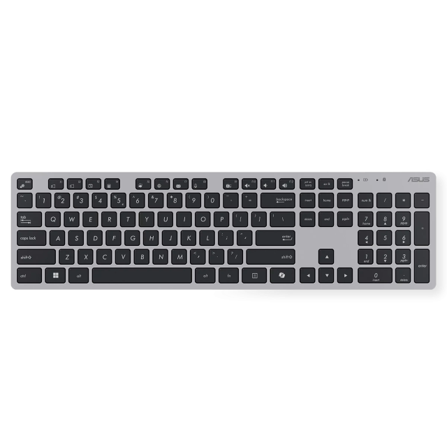 Комплект клавиатура и мишка Asus W5000, Wireless, оптична мишка (800-1600 dpi), сива