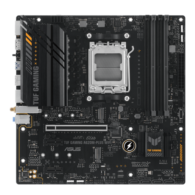 Дънна платка ASUS TUF GAMING A620M-PLUS WIFI, AM5, 4x DDR5, 2x M.2, 4x SATA 6Gb/s, Wi-Fi 6, Bluetooth v5.3, HDMI, DP, mATX