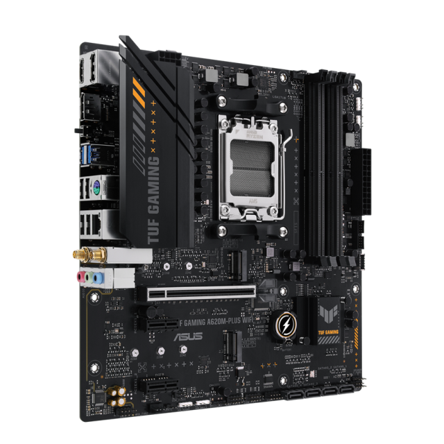 Дънна платка ASUS TUF GAMING A620M-PLUS WIFI, AM5, 4x DDR5, 2x M.2, 4x SATA 6Gb/s, Wi-Fi 6, Bluetooth v5.3, HDMI, DP, mATX