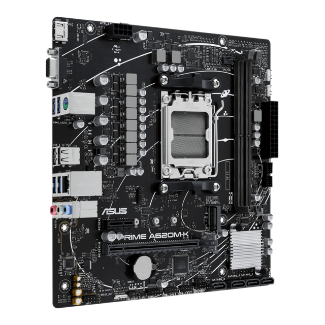 ASUS PRIME A620M-K, AM5, 2x DDR5, 1x M.2, 4x SATA 6Gb/s, VGA, HDMI, Micro ATX