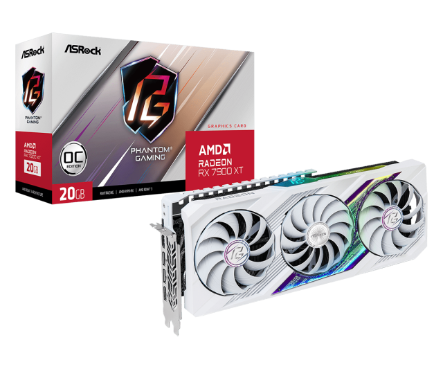 Видео карта ASRock AMD RADEON RX7900 XT Phantom Gaming White 20GB OC GDDR6, 320-bit, HDMI, 3x DP