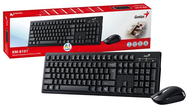 Комплект клавиатура и мишка Genius KM-8101 Black, Wireless, AI, BG