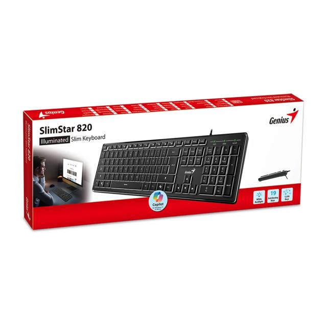 Клавиатура Genius SlimStar 820 Black - AI, Illuminated, Slim, BG, USB
