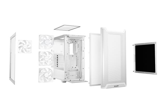 Кутия be quiet! Pure Base 501 LX White, Middle Tower, 1x USB 3.2 Type-C, 2x USB 3.2 Type-A, 1x HD Audio, Mini-ITX / mATX / ATX, Бяла