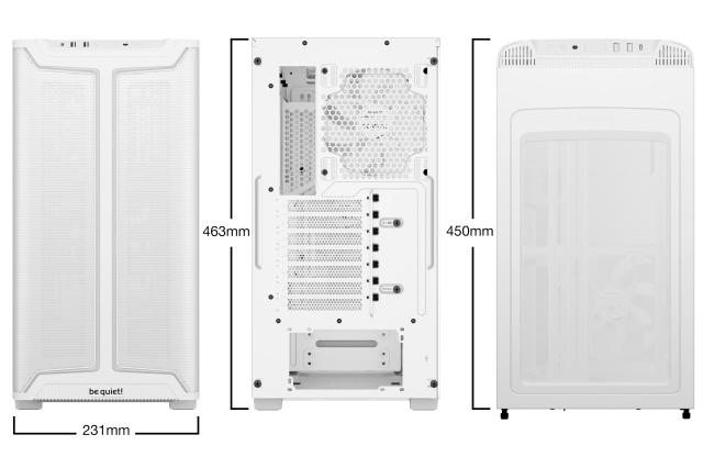 Кутия be quiet! Pure Base 501 DX White, Middle Tower, 1x USB 3.2 Type-C, 2x USB 3.2 Type-A, 1x HD Audio, Mini-ITX / mATX / ATX, Бяла