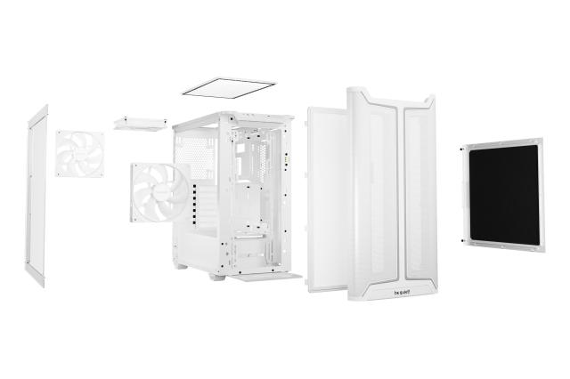 Кутия be quiet! Pure Base 501 DX White, Middle Tower, 1x USB 3.2 Type-C, 2x USB 3.2 Type-A, 1x HD Audio, Mini-ITX / mATX / ATX, Бяла
