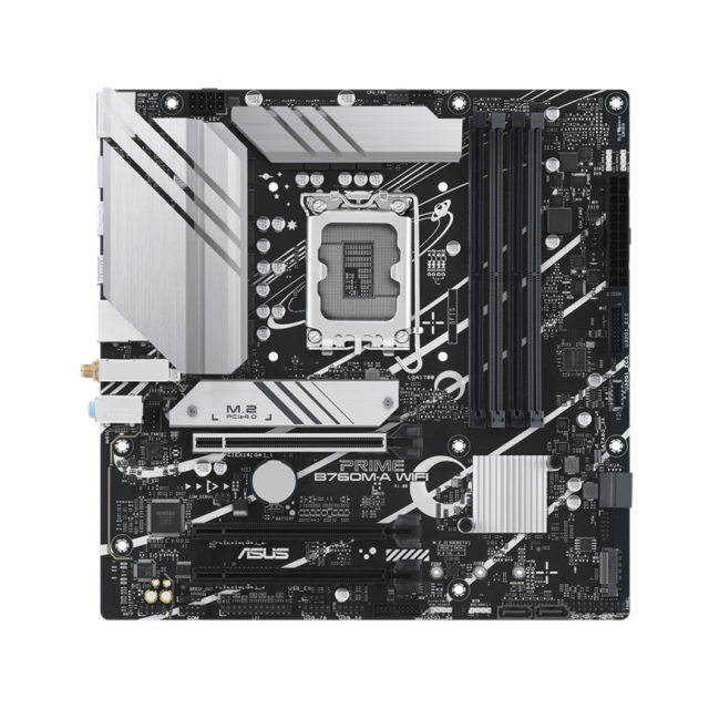 Дънна платка ASUS PRIME B760M-A WIFI, LGA1700, 4x DDR5, 4x SATA 6Gb/s, 2x M.2, WiFi 6/Bluetooth v5.2, 2x HDMI, DP, mATX
